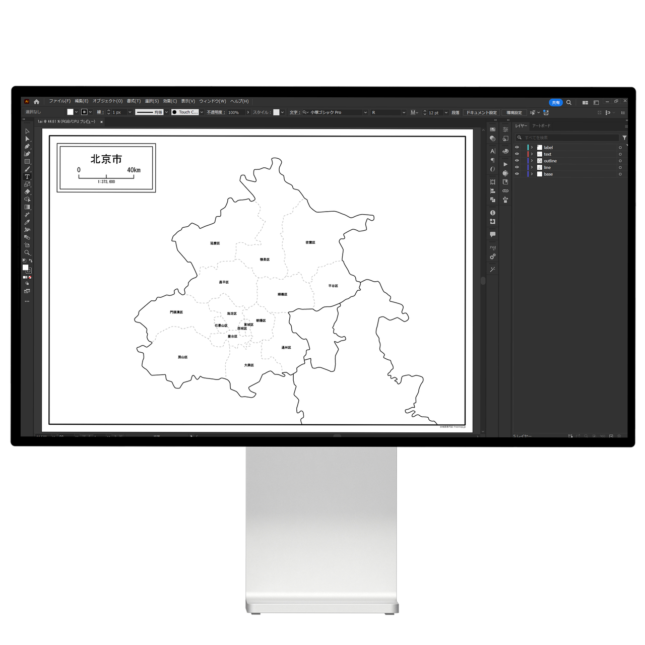 北京市の白地図データ