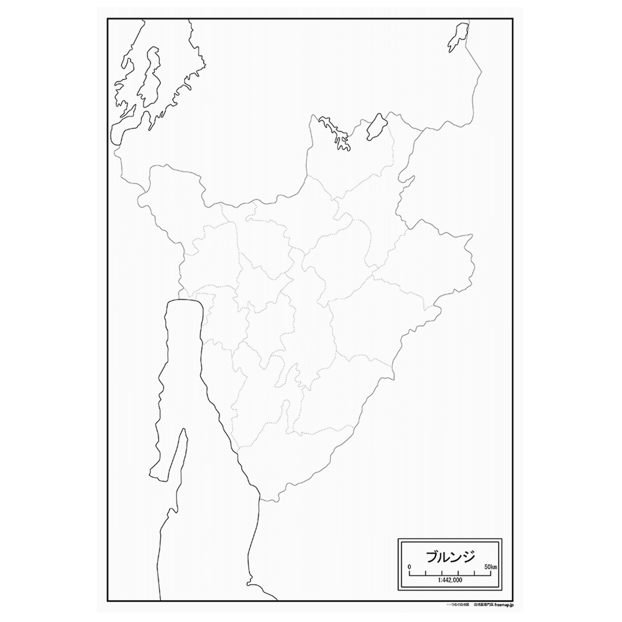 ブルンジの紙の白地図