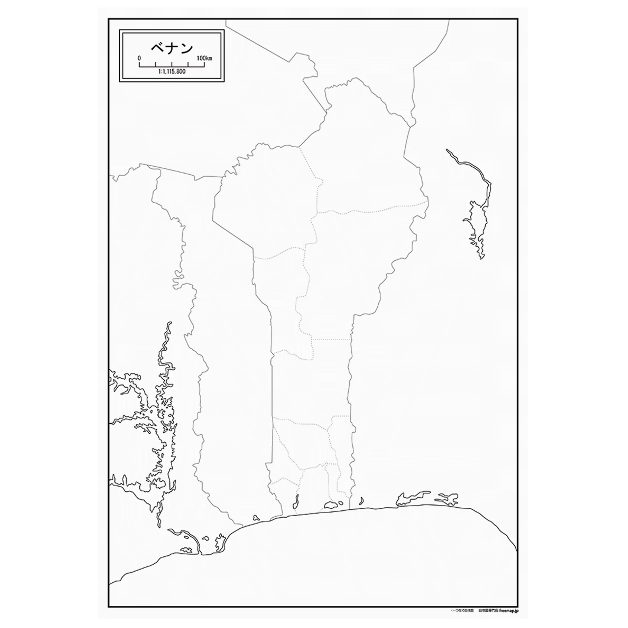 ベナンの紙の白地図