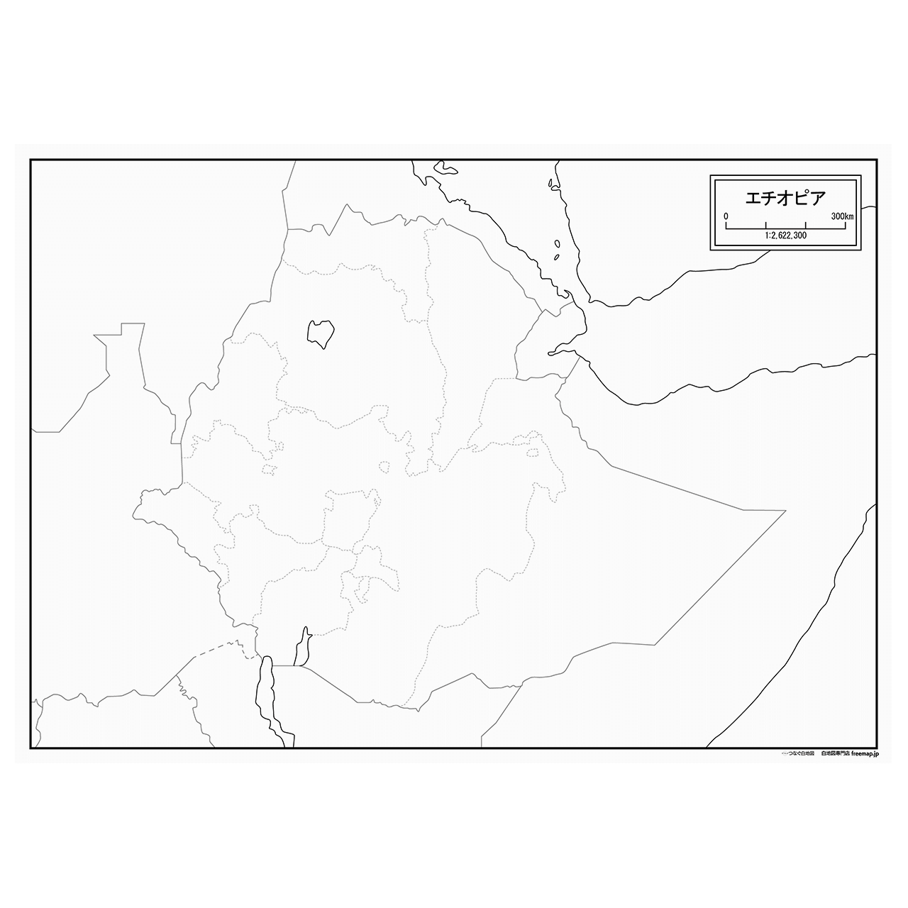 エチオピアの紙の白地図