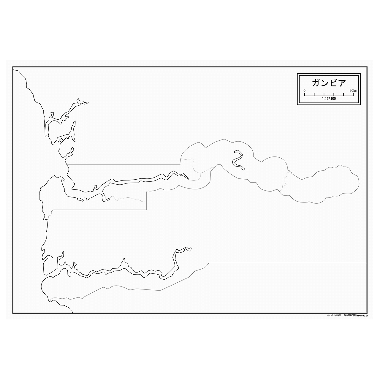 ガンビアの紙の白地図
