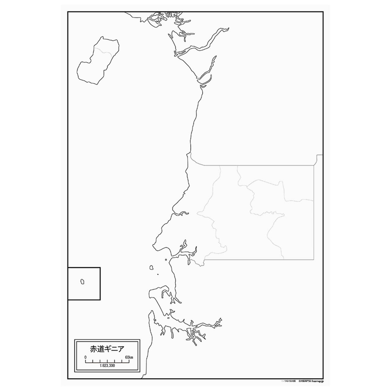 赤道ギニアの紙の白地図