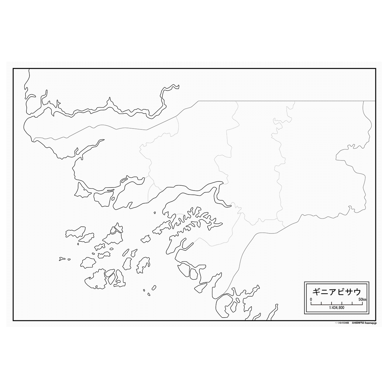 ギニアビサウの紙の白地図