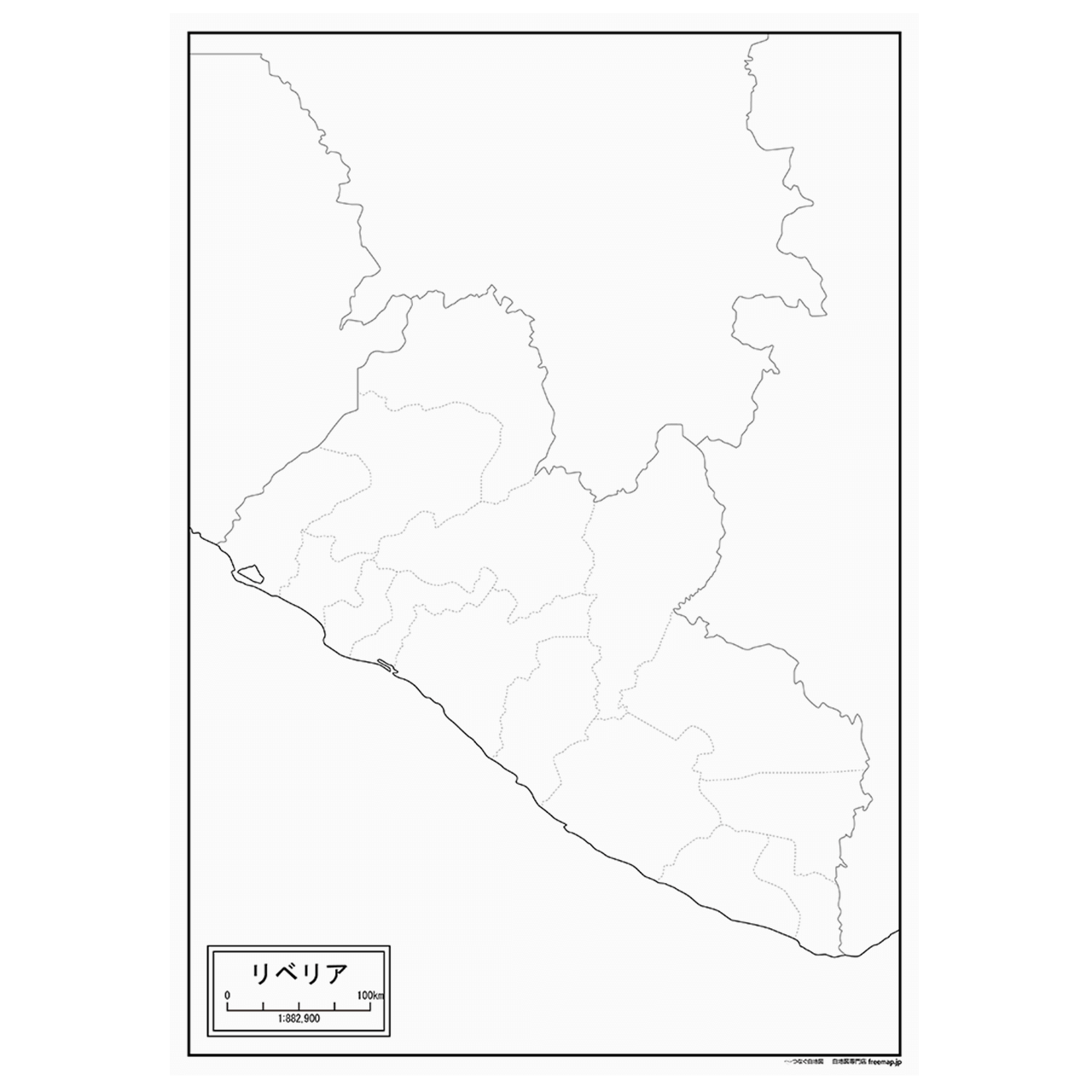 リベリアの紙の白地図