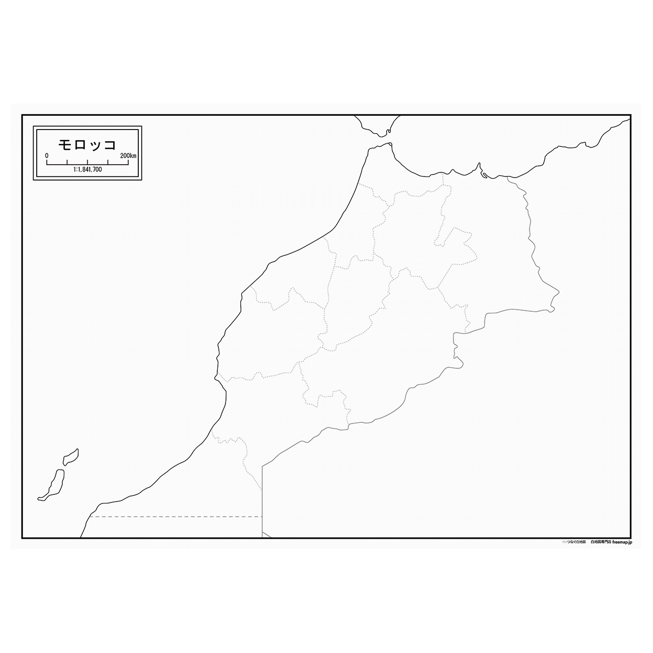 モロッコの紙の白地図
