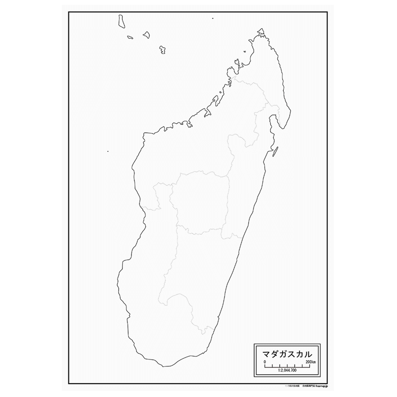 マダガスカルの紙の白地図