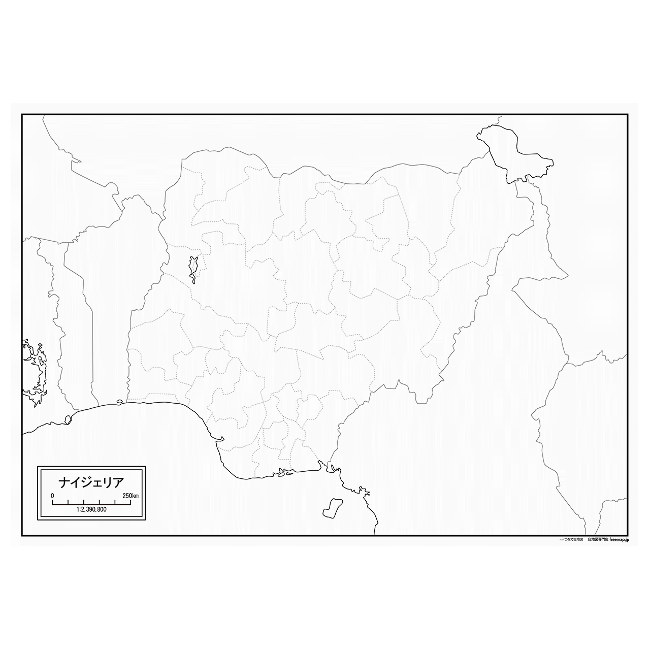 ナイジェリアの紙の白地図
