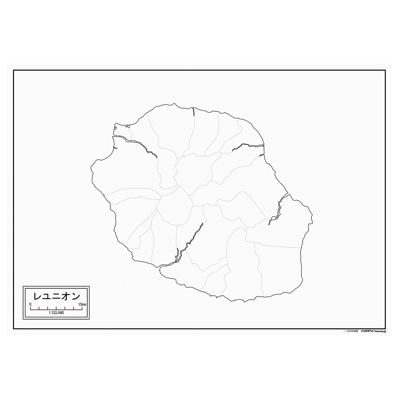 レユニオンの紙の白地図