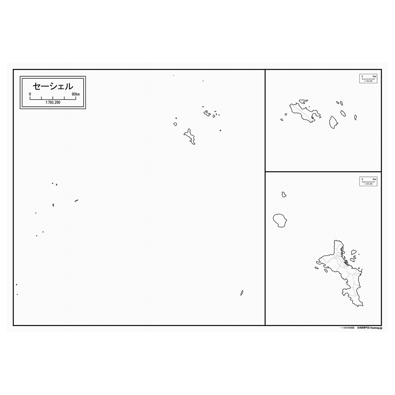 セーシェルの紙の白地図