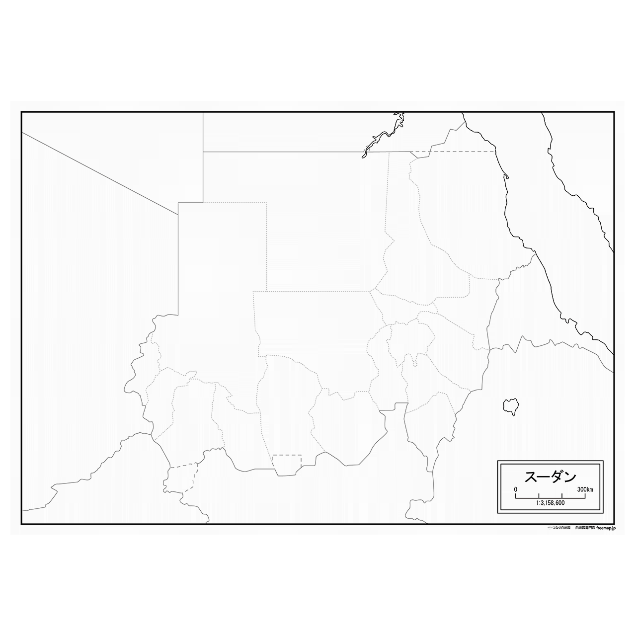 スーダンの紙の白地図