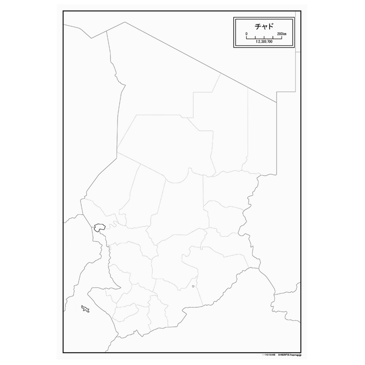 チャドの紙の白地図