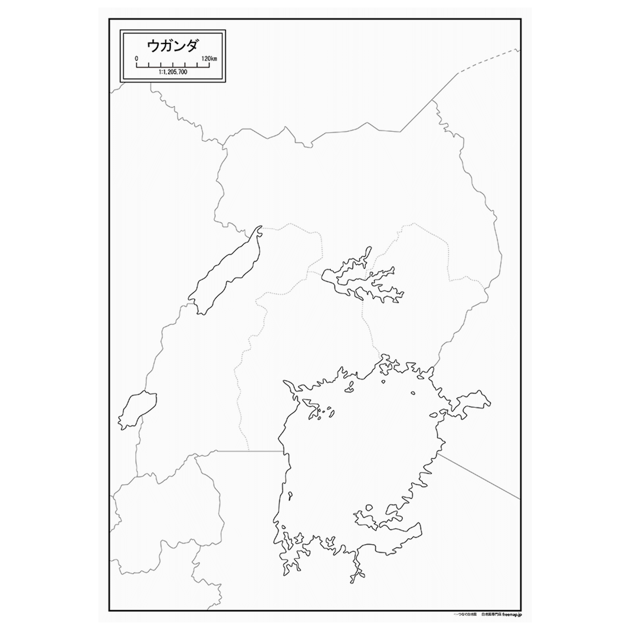ウガンダの紙の白地図