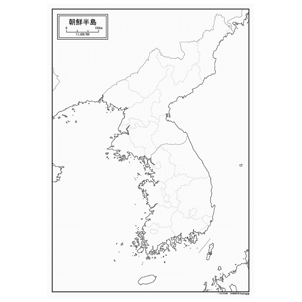 朝鮮半島の紙の白地図