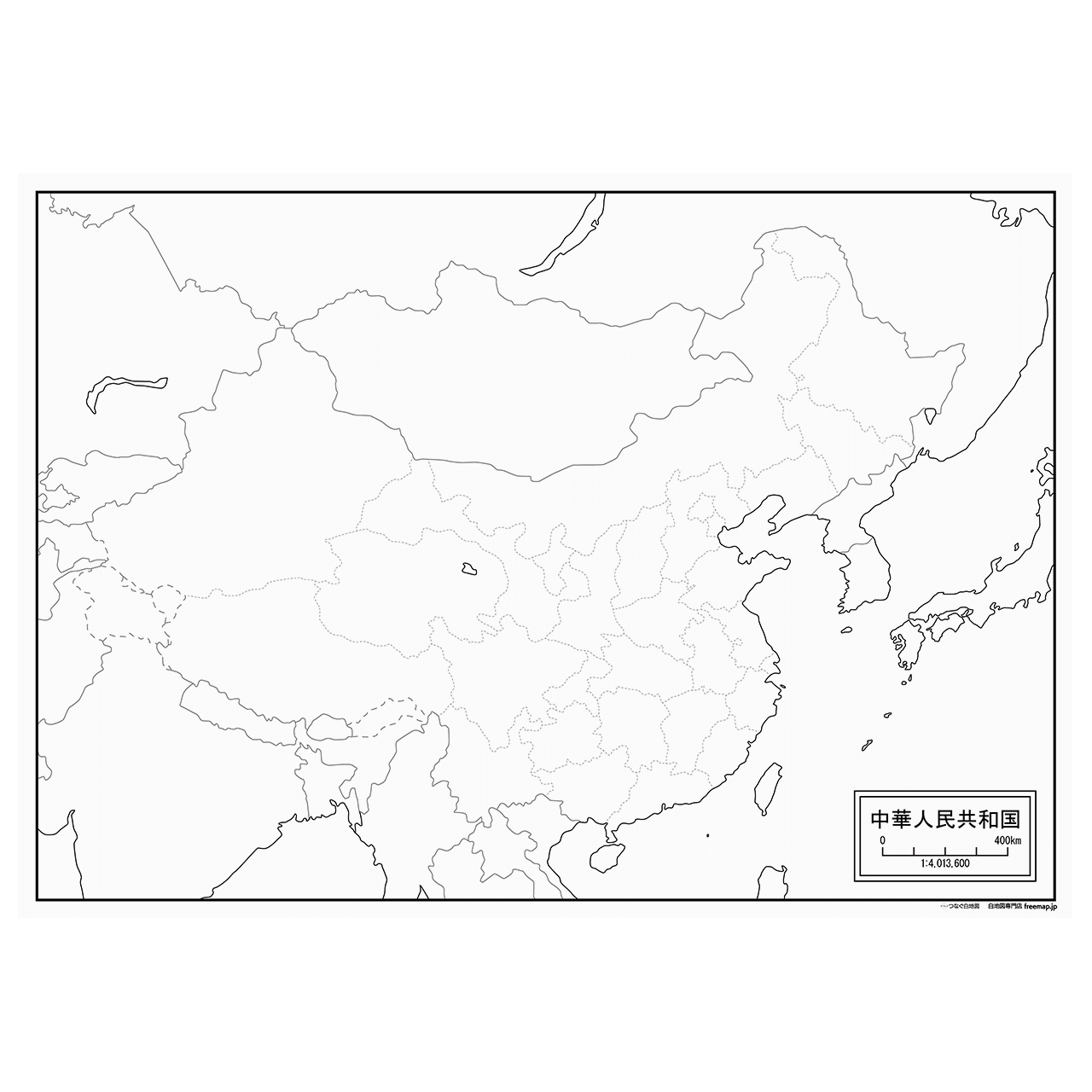 中国の紙の白地図