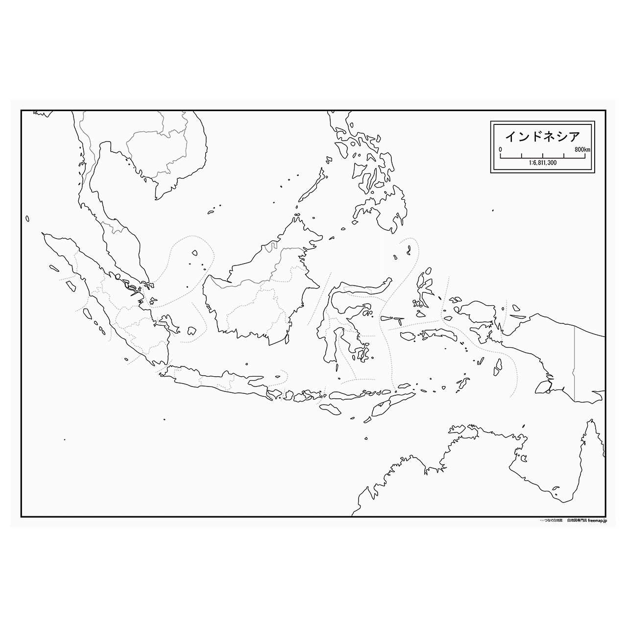インドネシアの紙の白地図