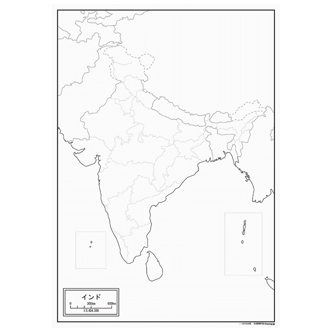 インドの紙の白地図