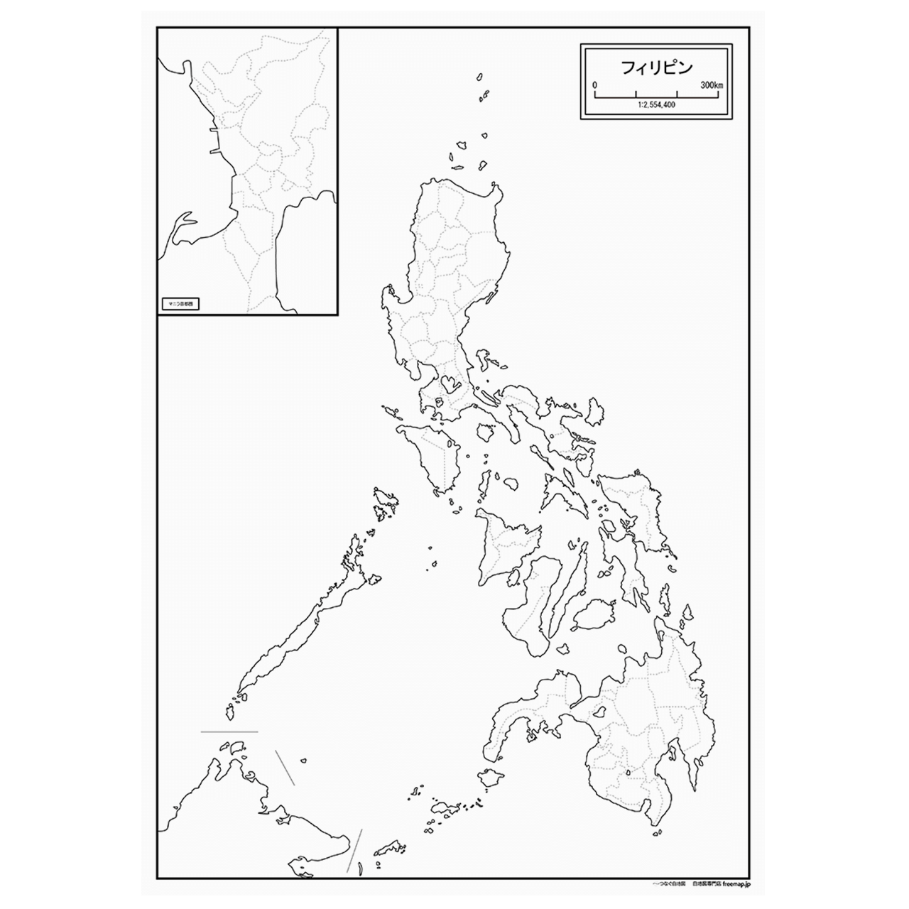 フィリピンの紙の白地図