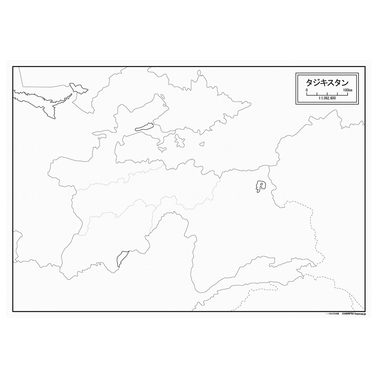 タジキスタンの紙の白地図