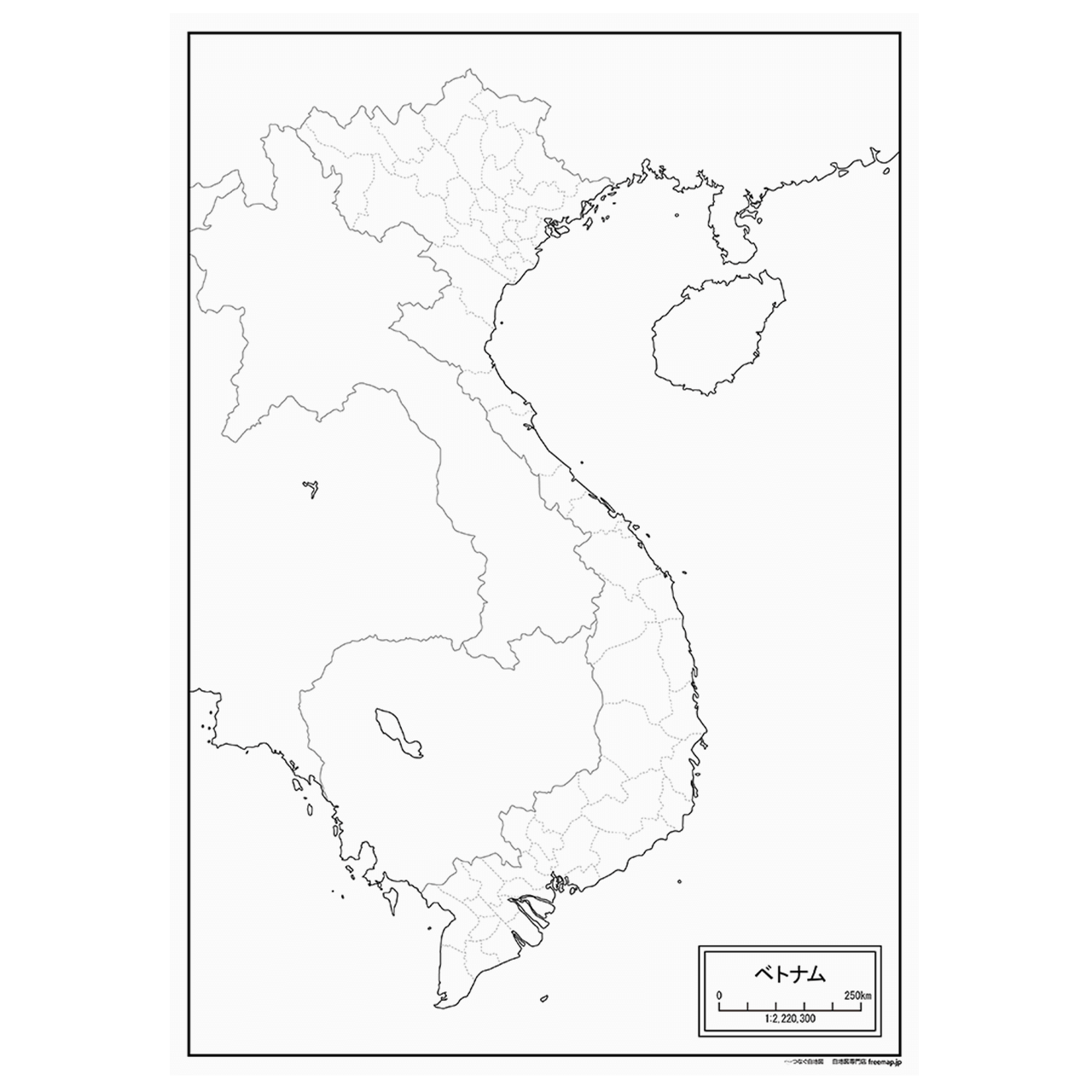 ベトナムの紙の白地図