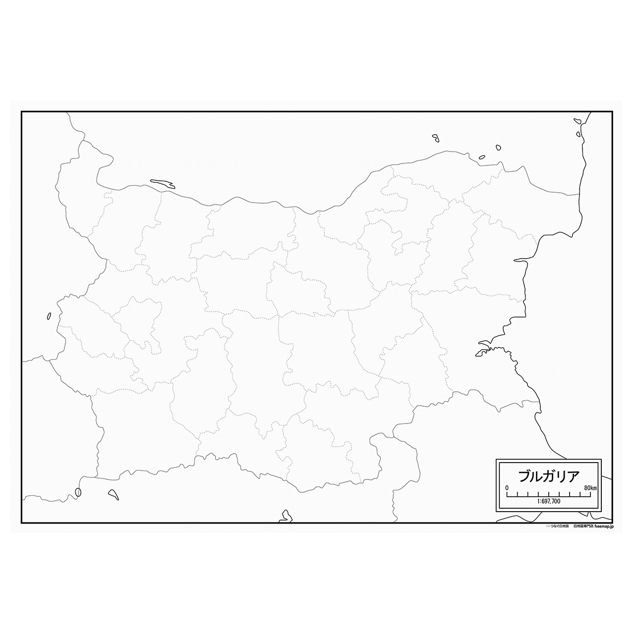 ブルガリアの紙の白地図