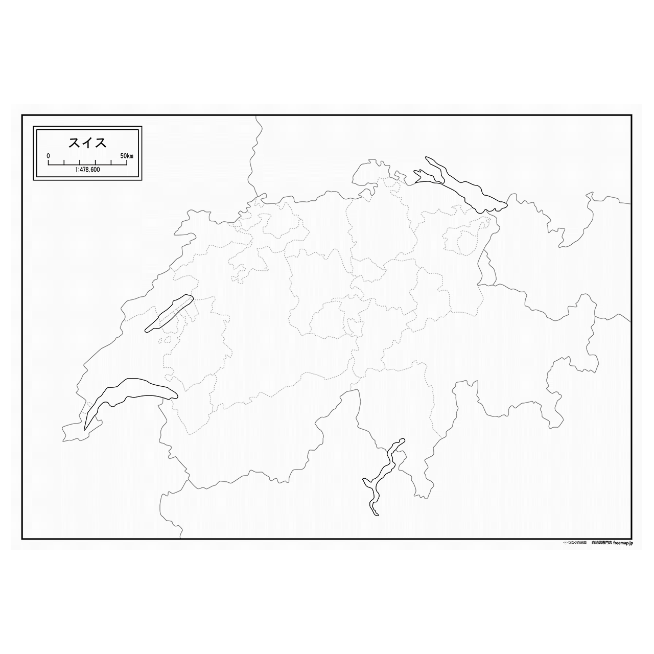 スイスの紙の白地図