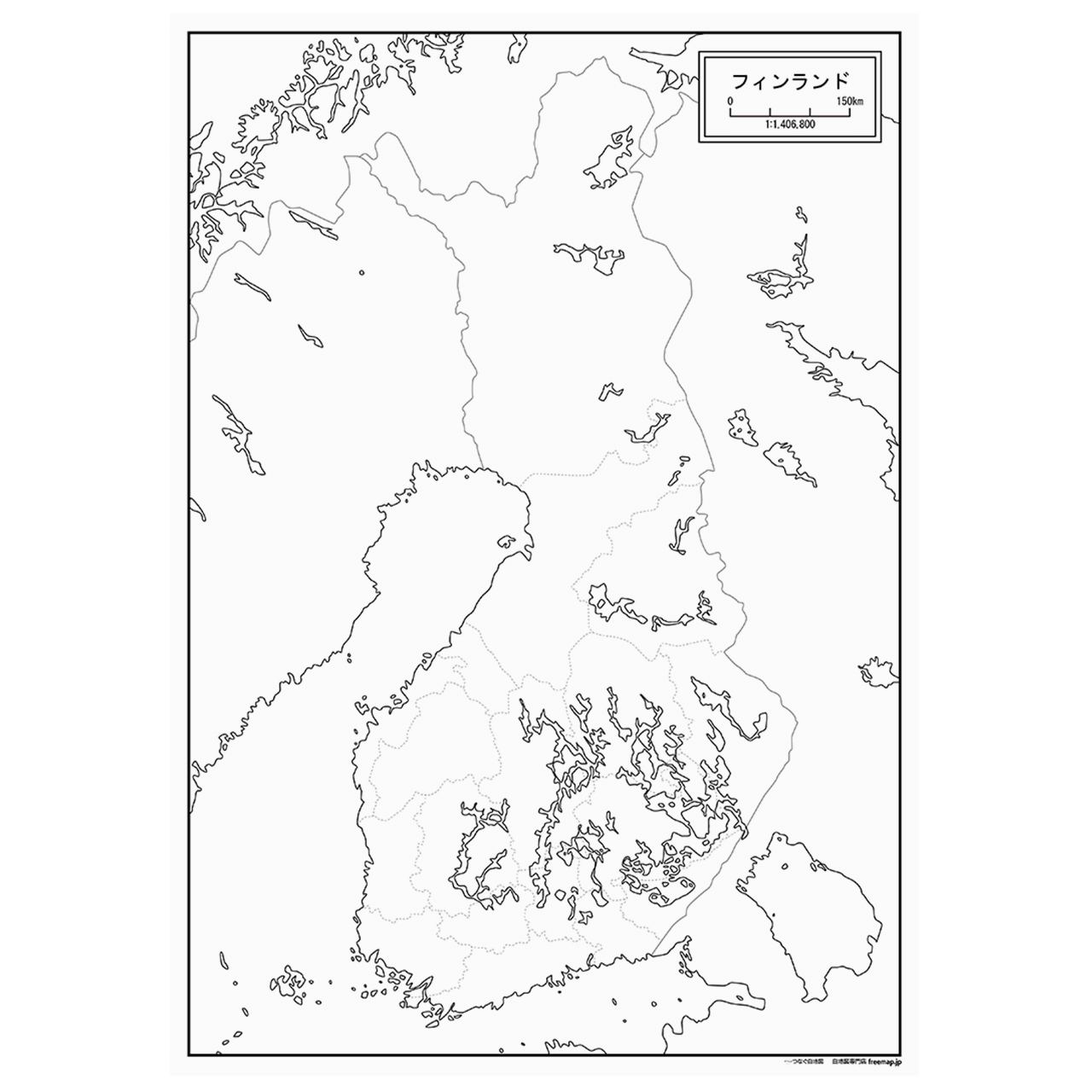 フィンランドの紙の白地図