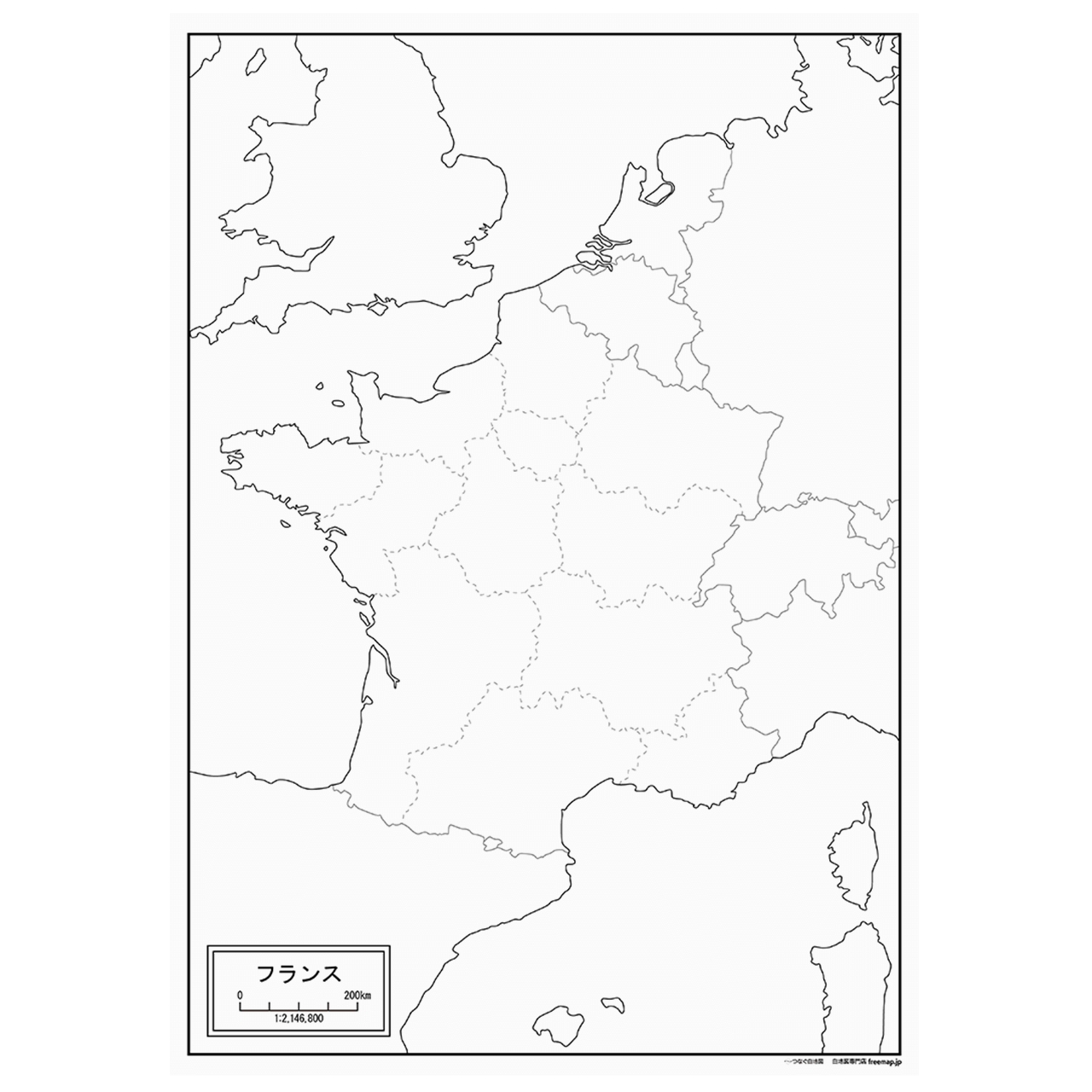 フランスの紙の白地図