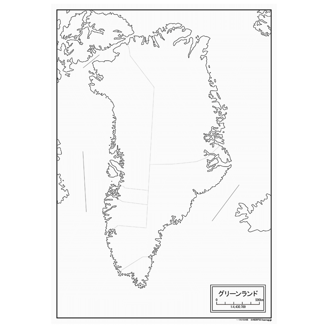 グリーンランドの紙の白地図