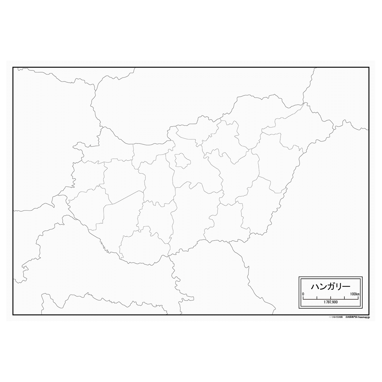 ハンガリーの紙の白地図