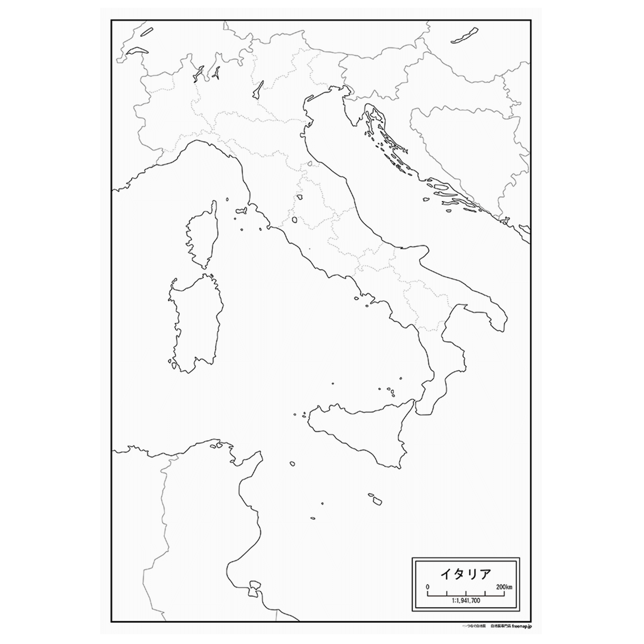 イタリアの紙の白地図