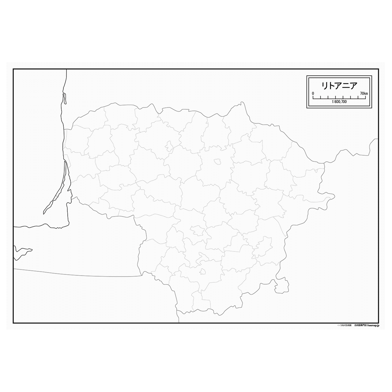 リトアニアの紙の白地図