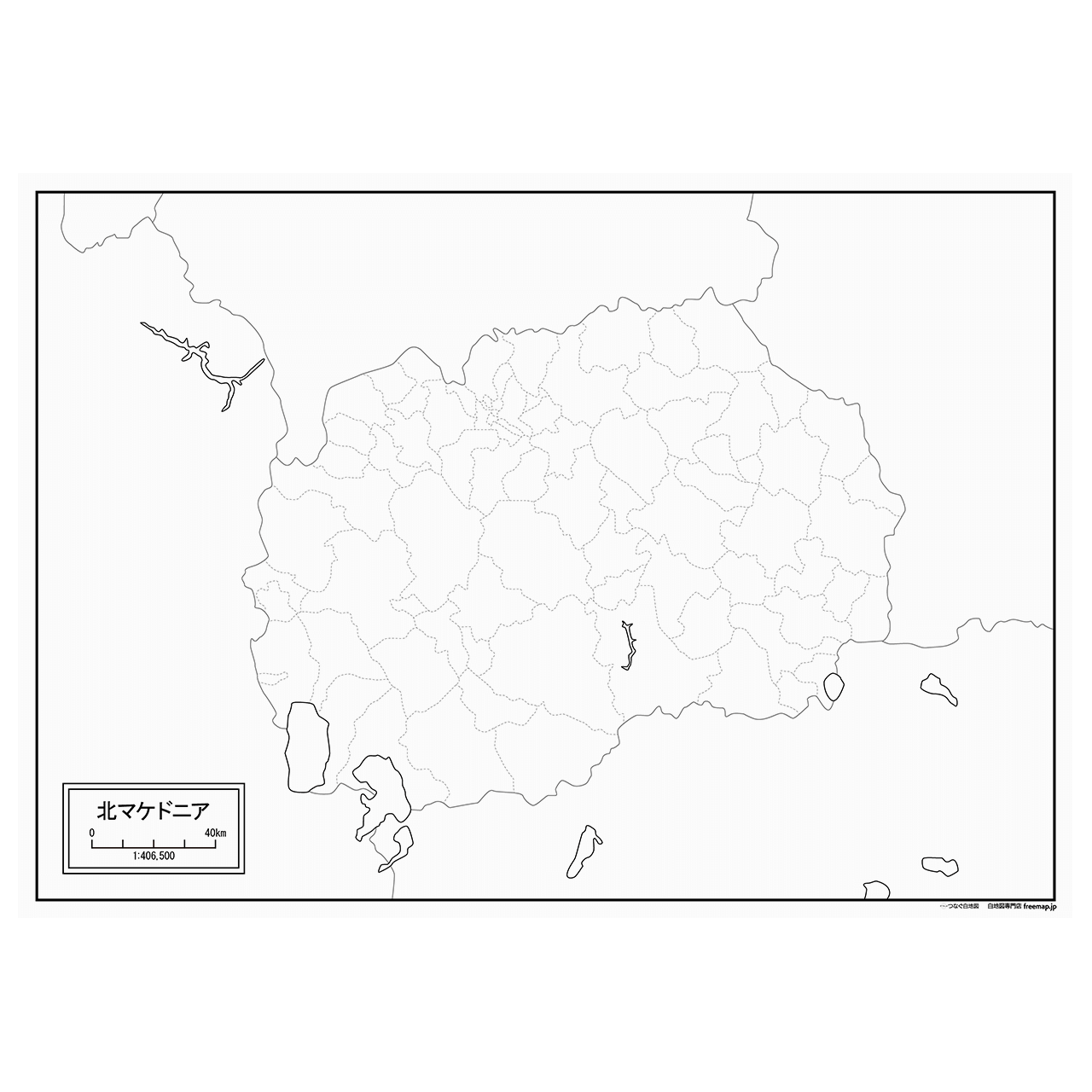 北マケドニアの紙の白地図