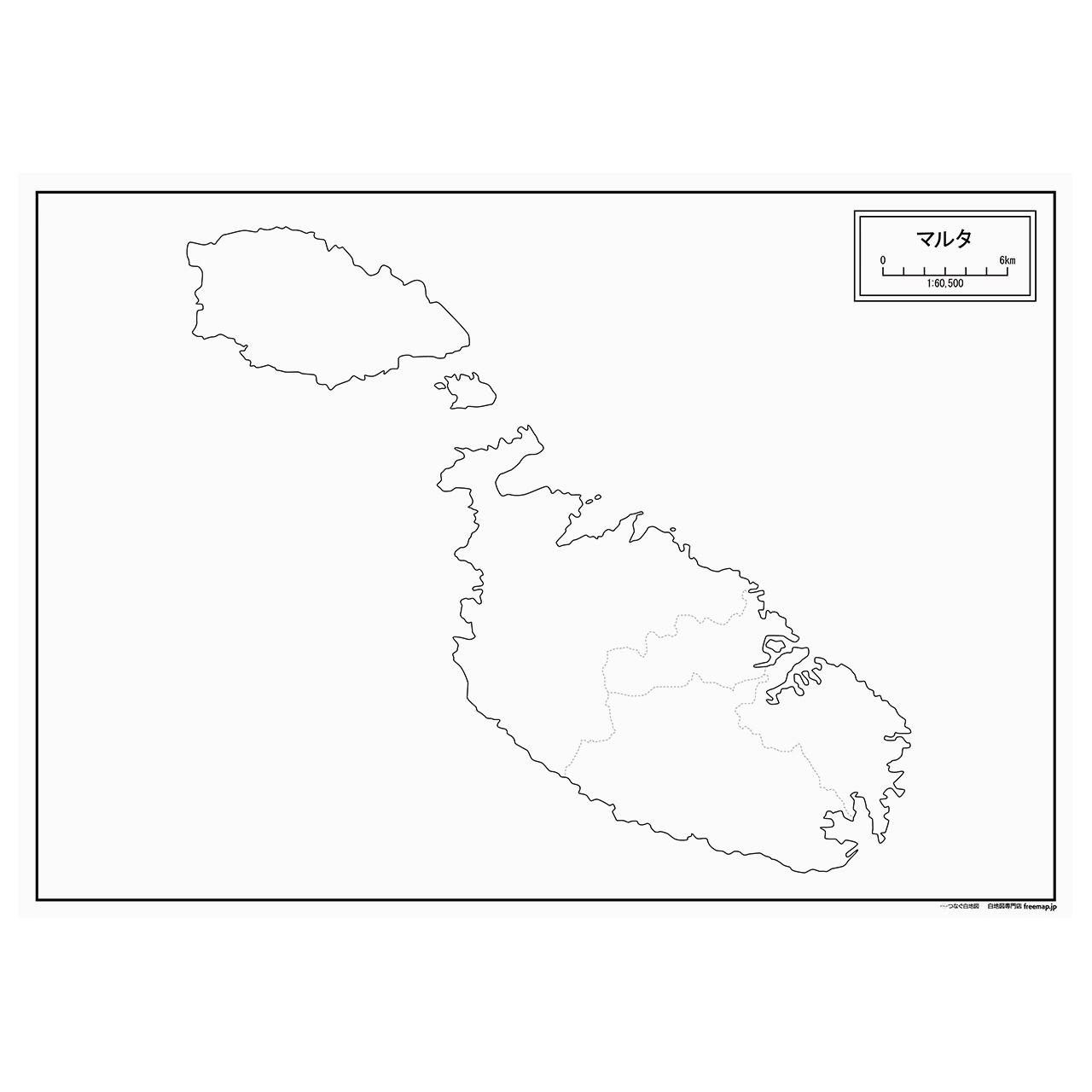 マルタの紙の白地図