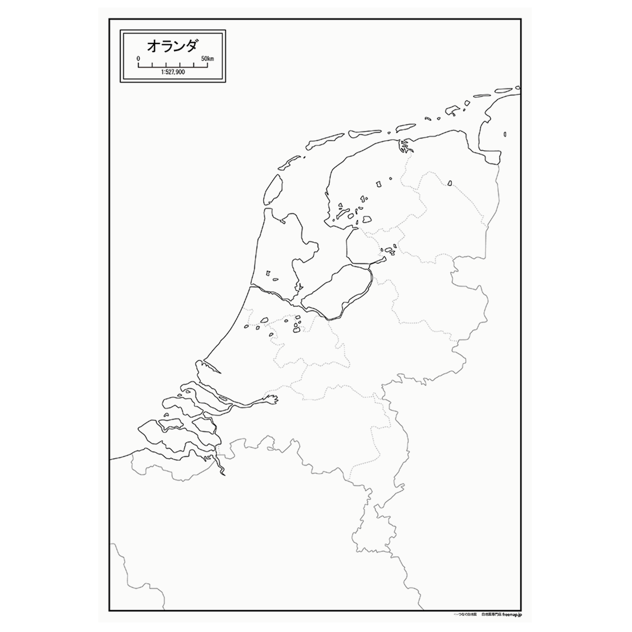オランダの紙の白地図