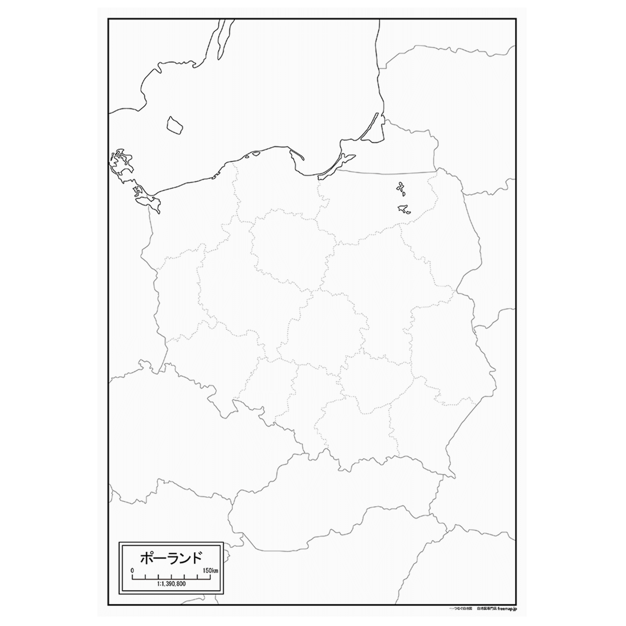 ポーランドの紙の白地図