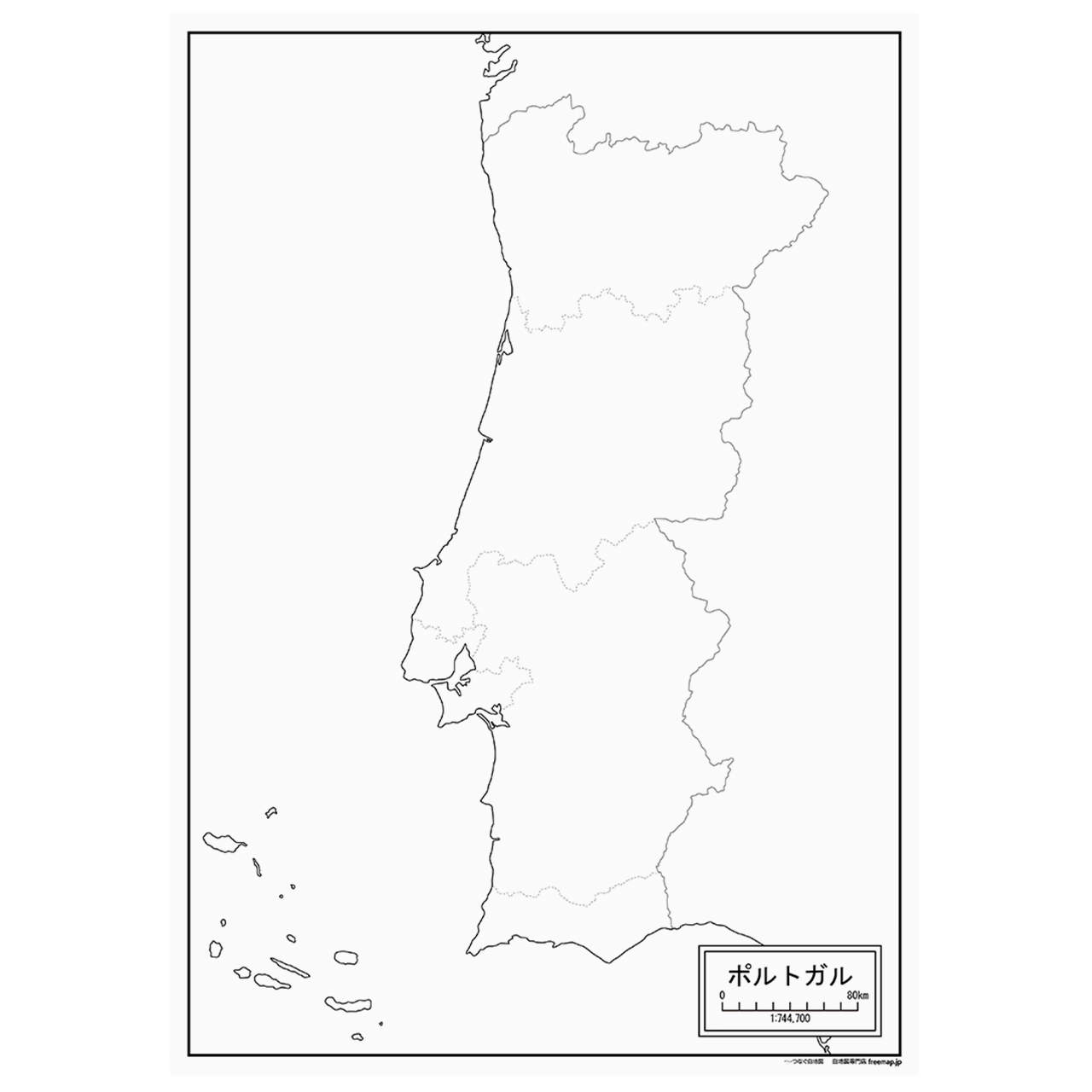 ポルトガルの紙の白地図