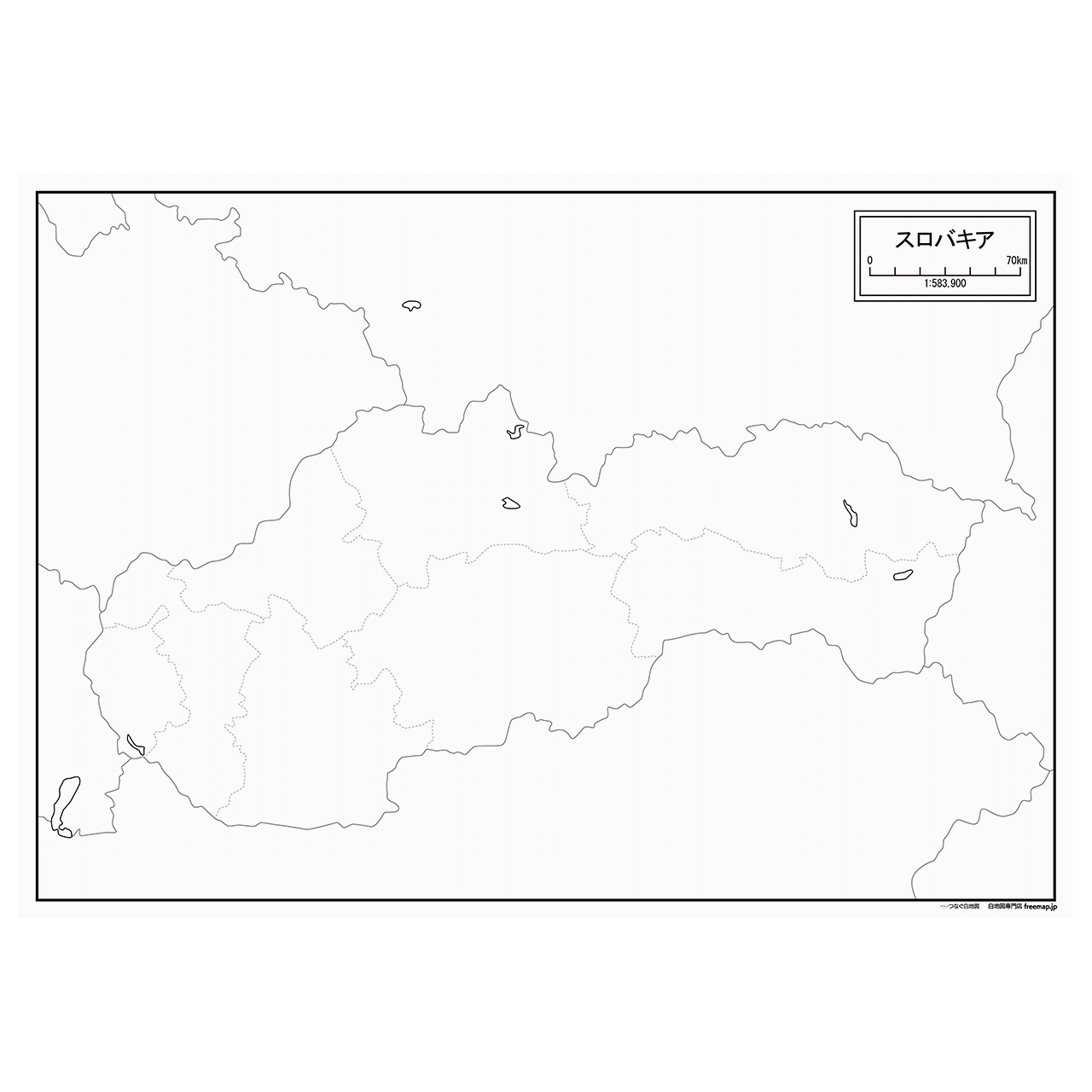 スロバキアの紙の白地図