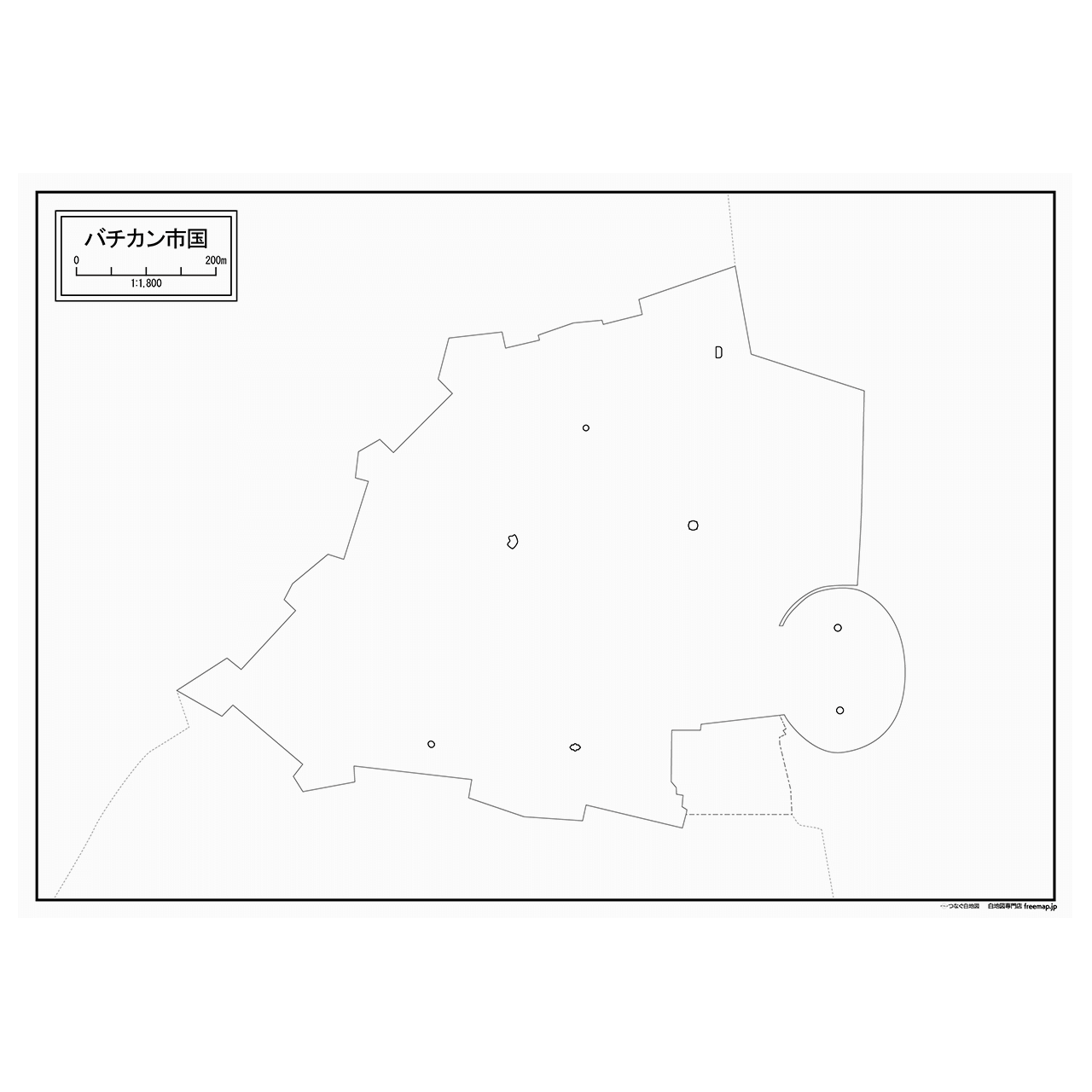 バチカン市国の紙の白地図