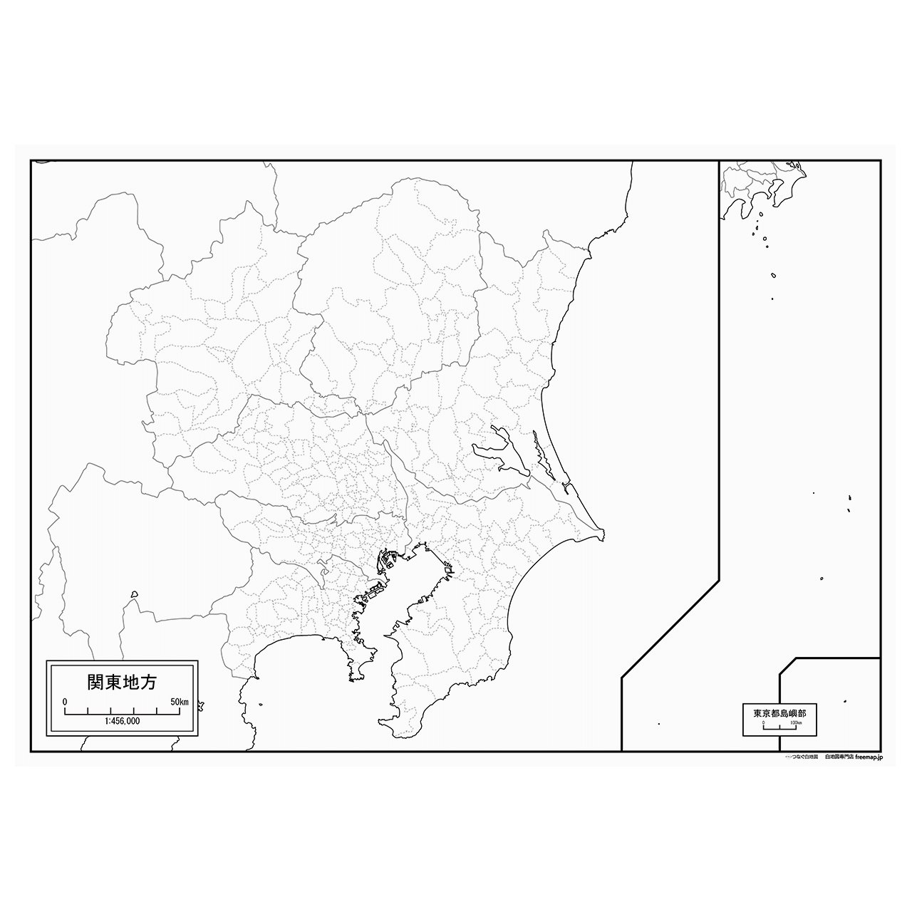 関東地方の白地図