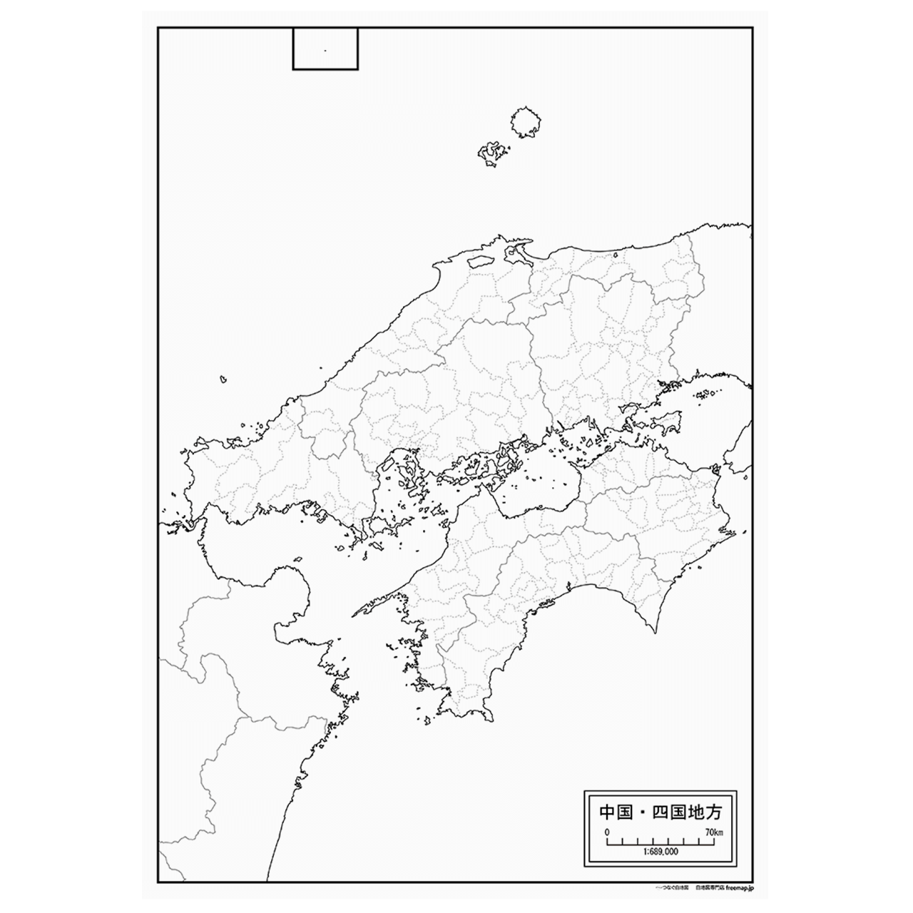 中国・四国地方の白地図