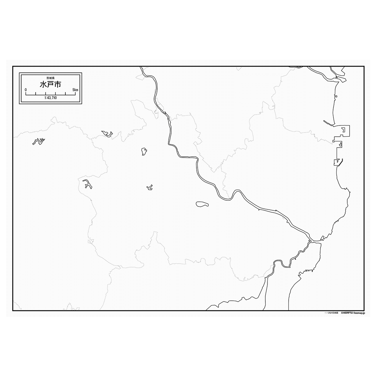 水戸市の紙の白地図