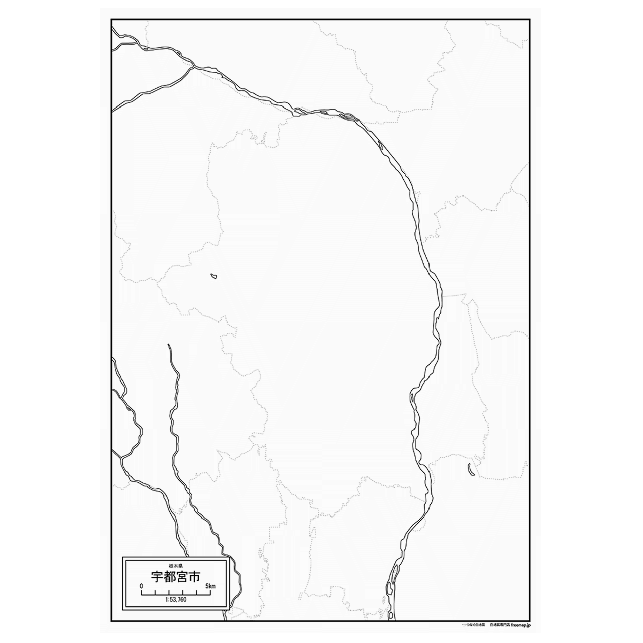 宇都宮市の紙の白地図