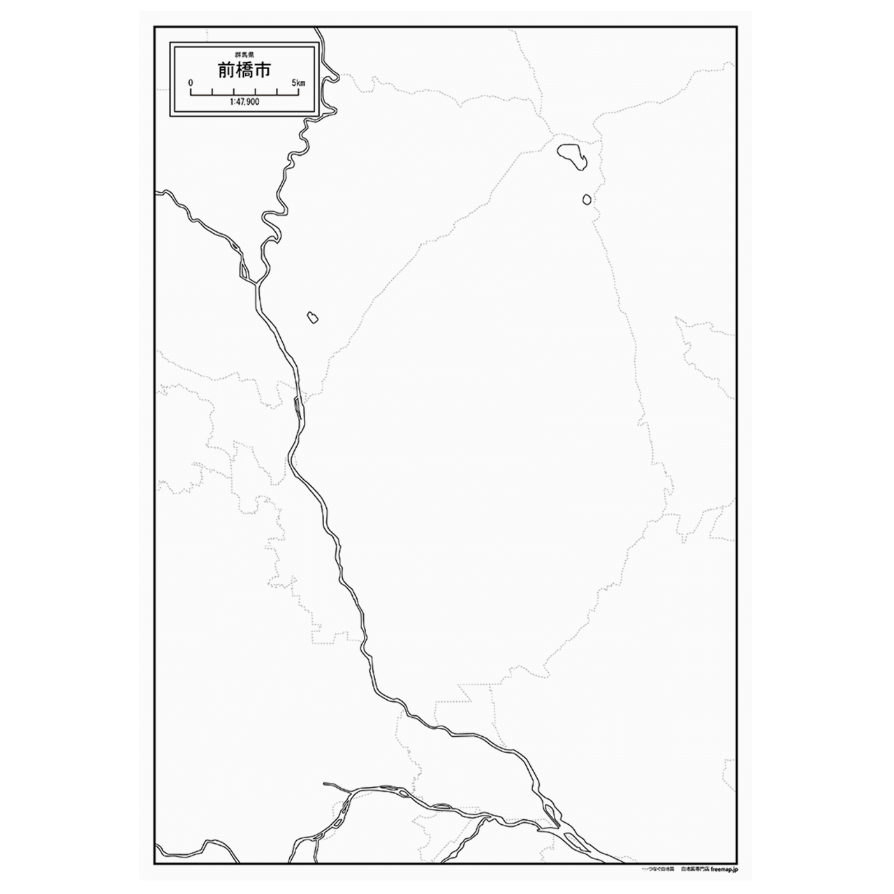 前橋市の紙の白地図