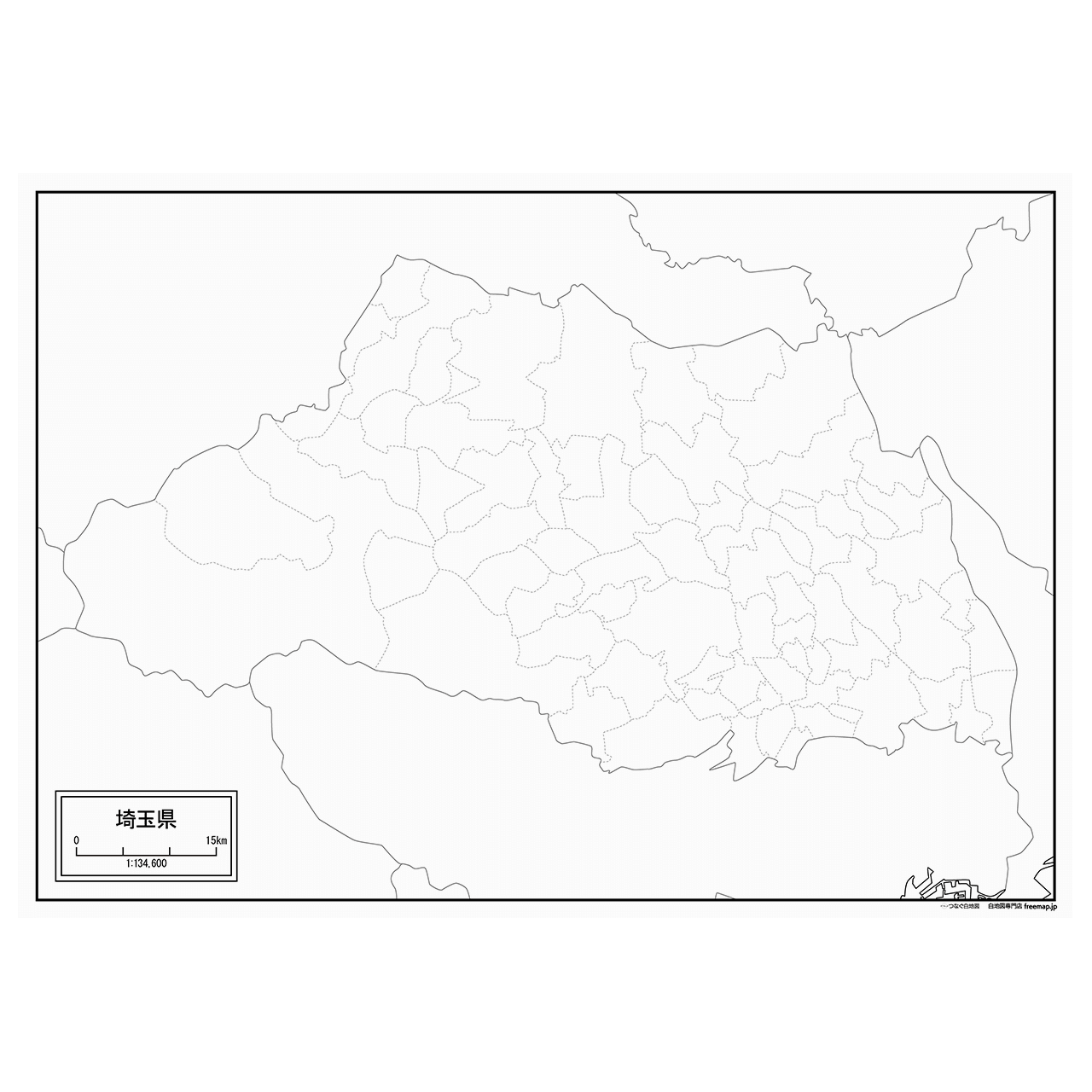 埼玉県の紙の白地図