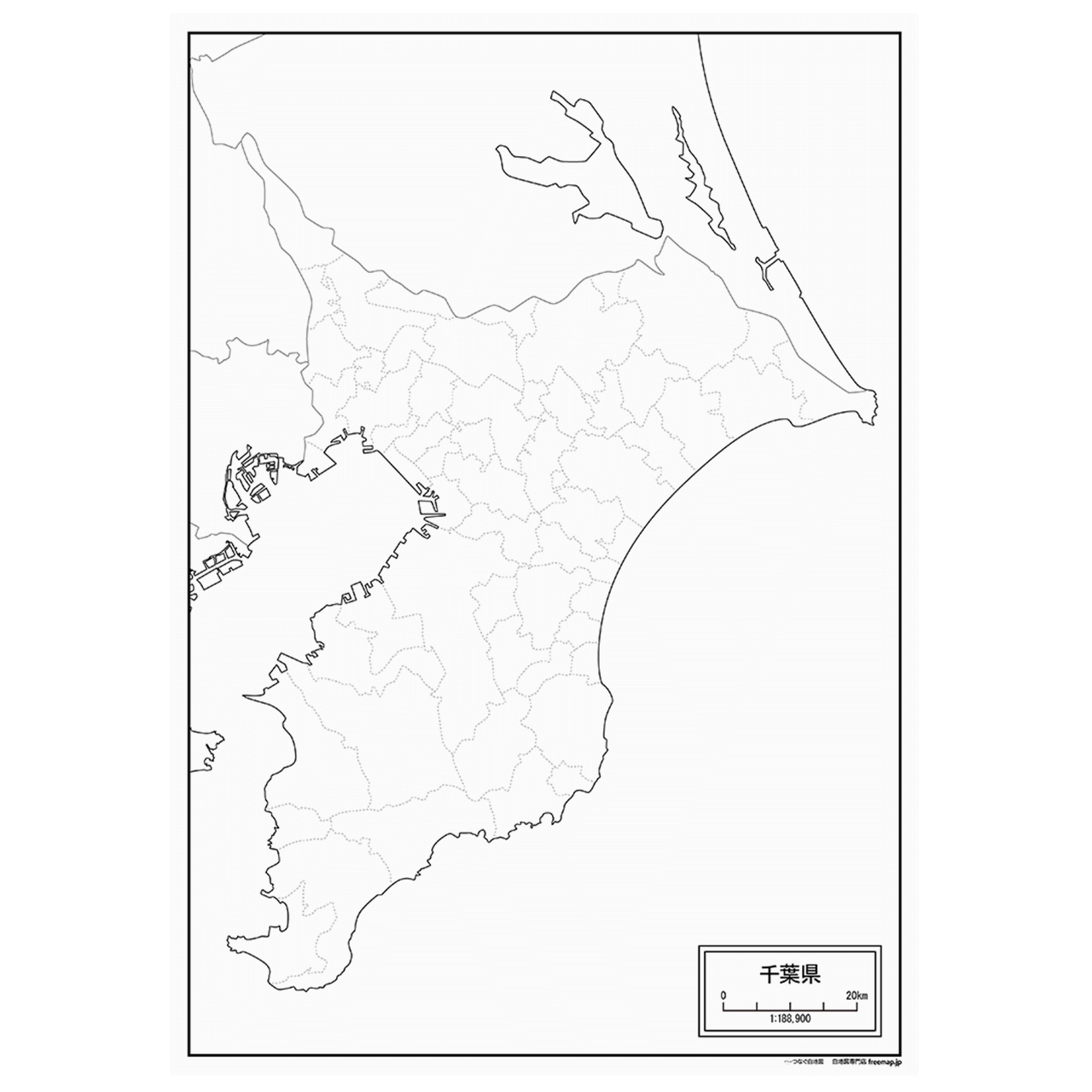千葉県の紙の白地図