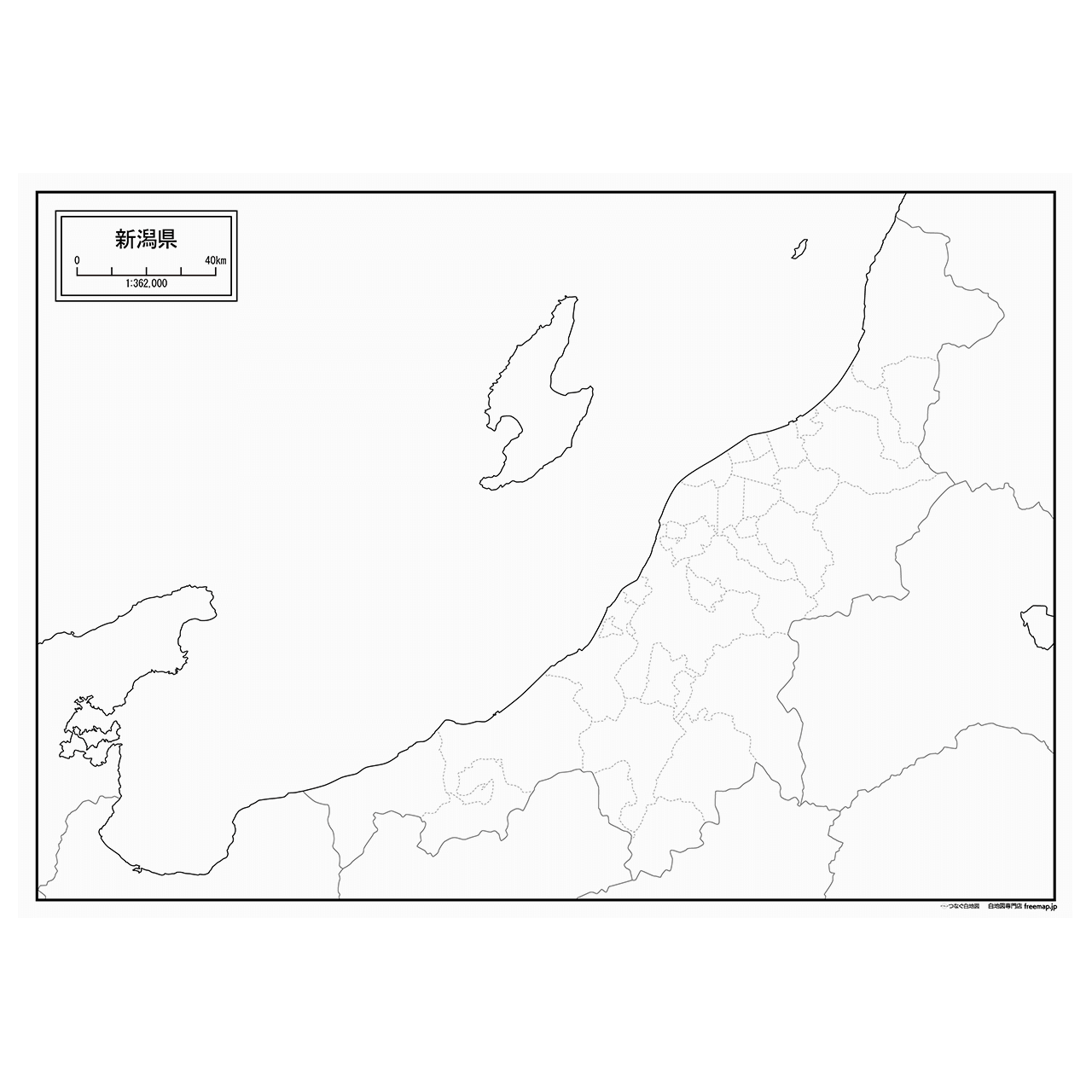 新潟県の紙の白地図