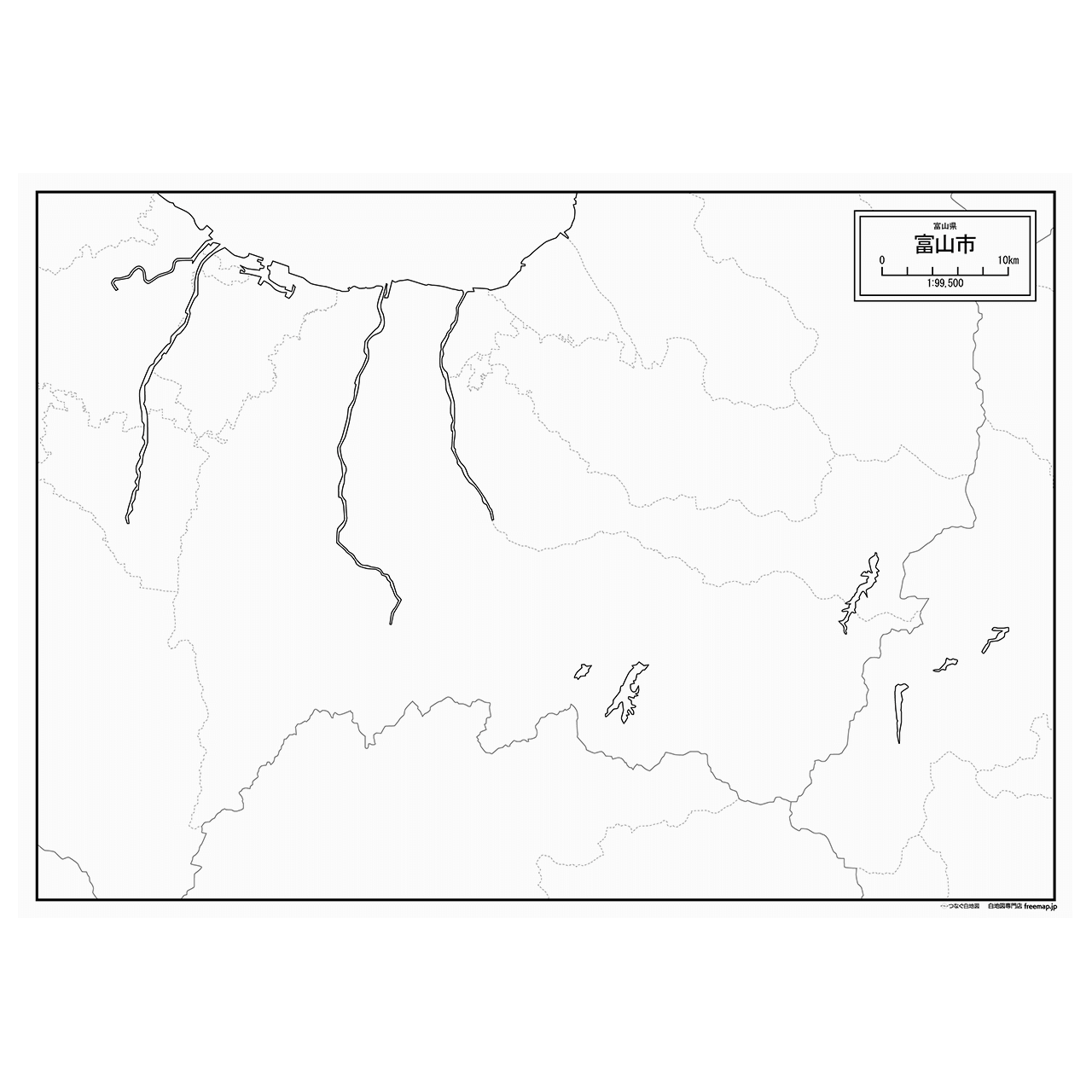富山市の紙の白地図