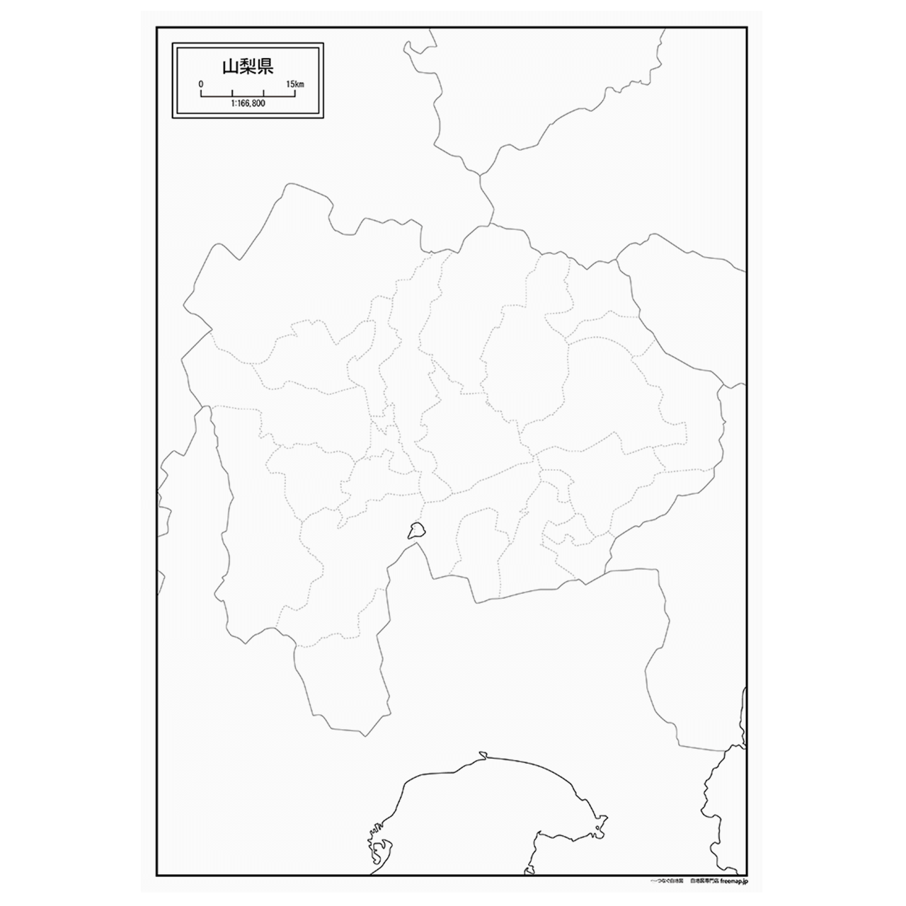 山梨県の紙の白地図