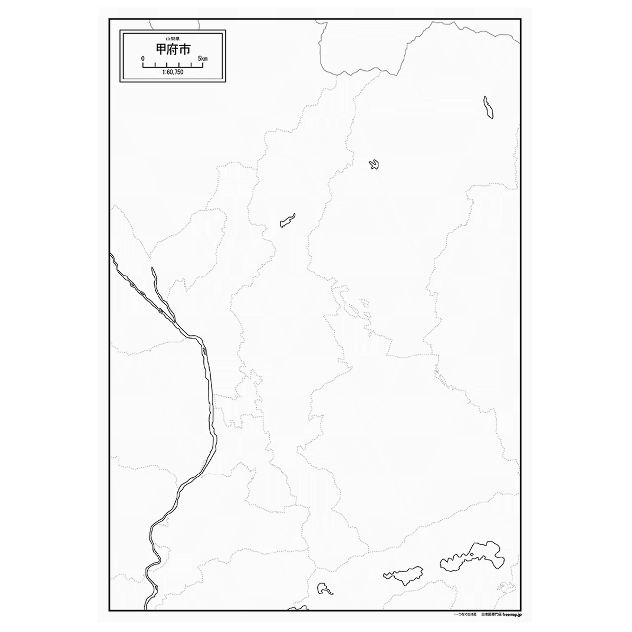 甲府市の紙の白地図