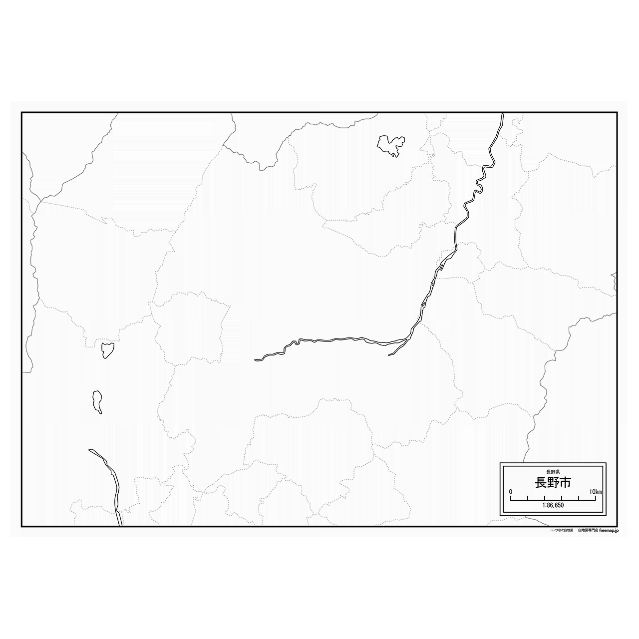 長野市の紙の白地図